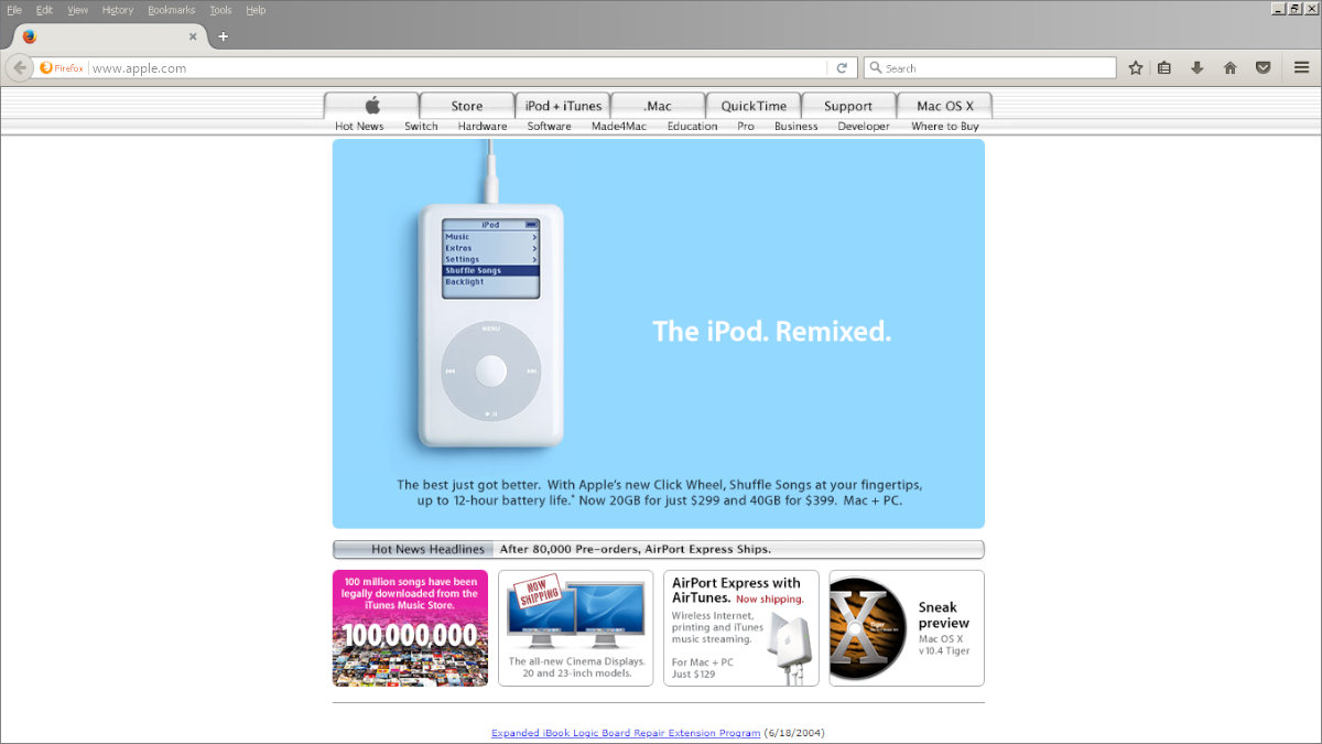 apple website 2000s