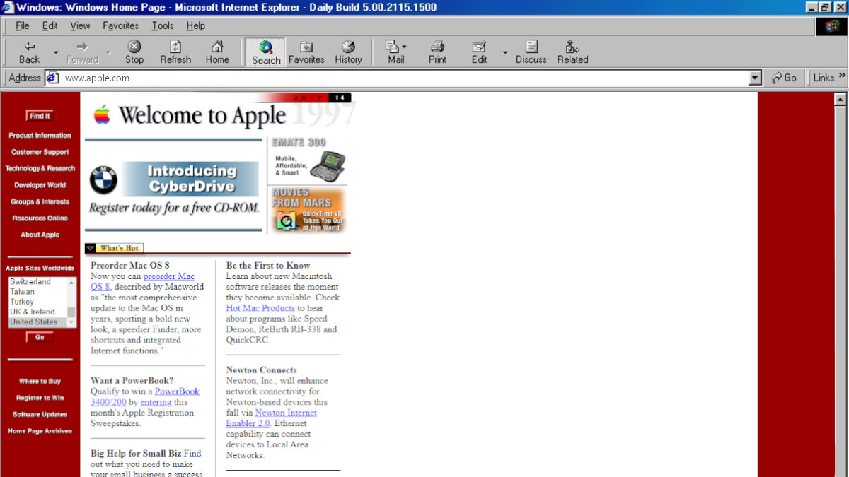 apple website 1990s