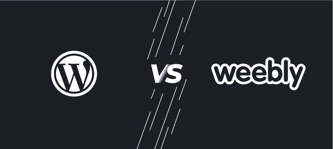 WordPress logo and Weebly logo on black banner