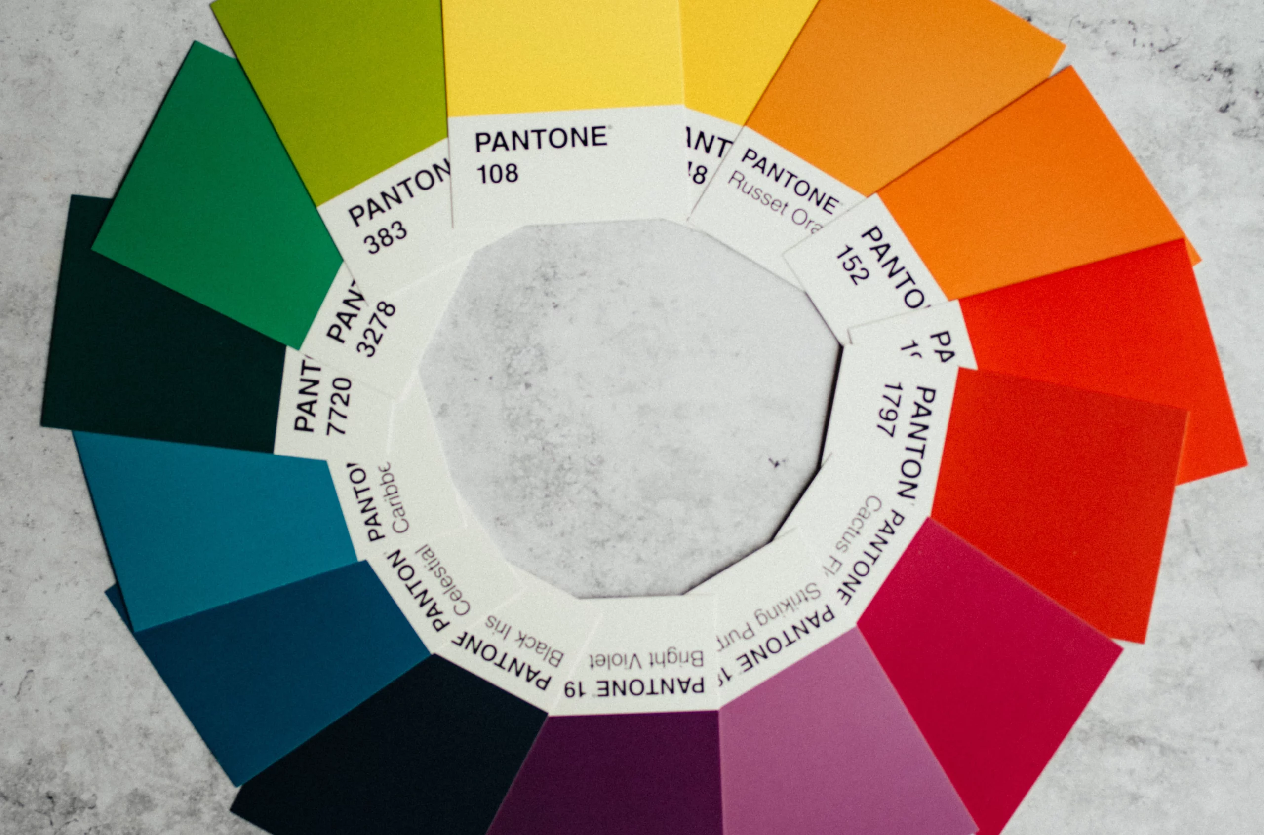 Wheel of different Pantone colour samples