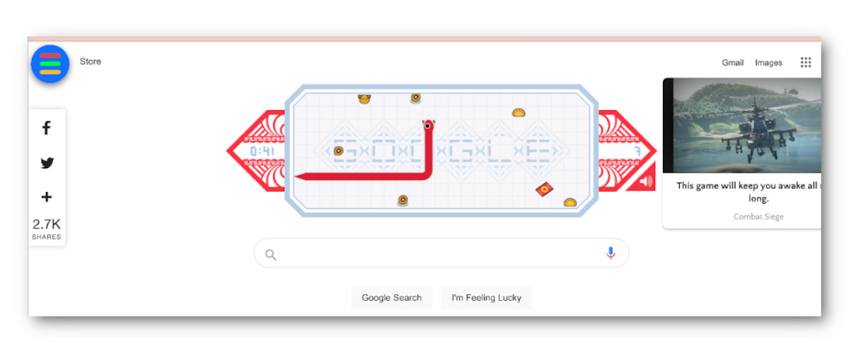 Play Classic Snake game on Google Search 