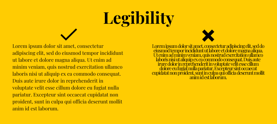 Graphic showing the importance of white space for legibility